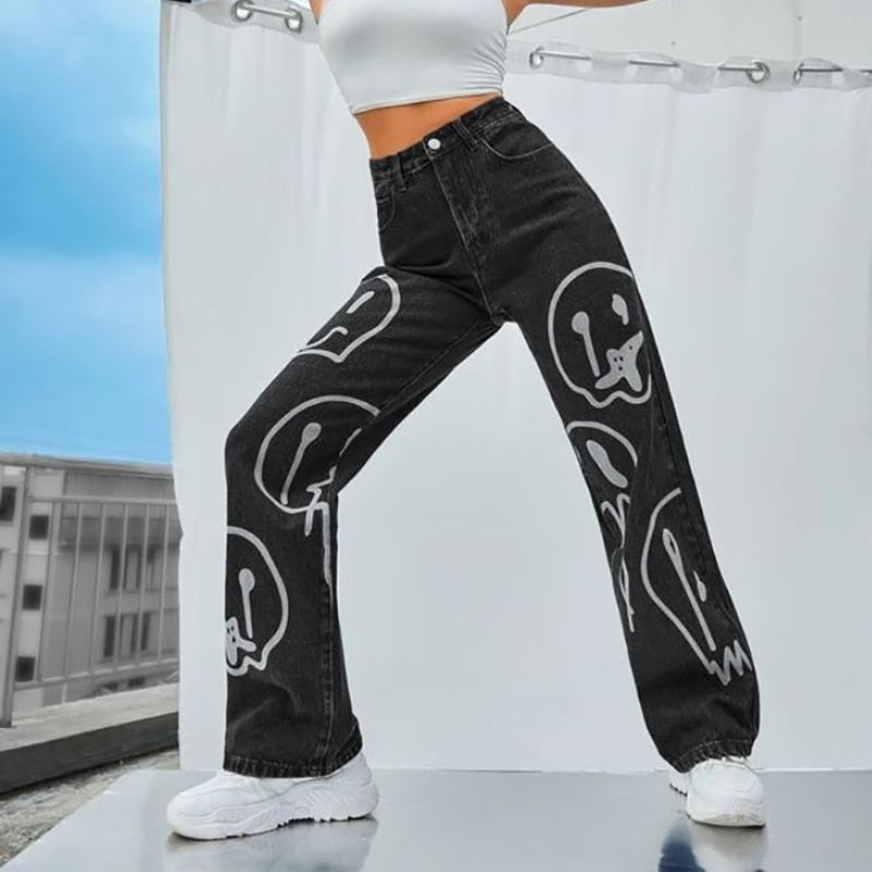 Trippy Smiley Loose Jeans