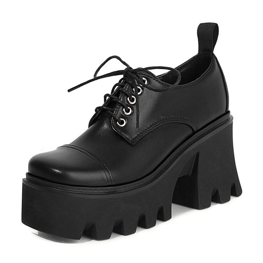Preppy Goth Platform Shoes Black