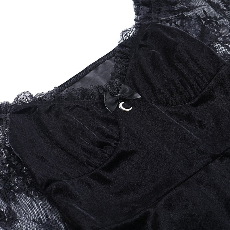 Dark Goth Velours Vampire A-Line Dress