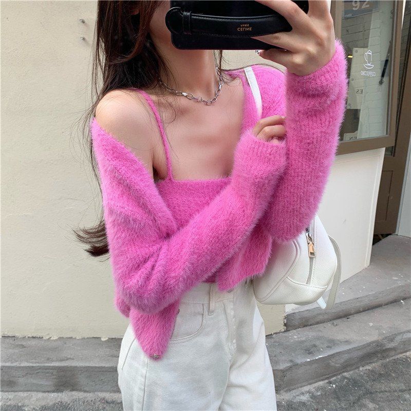Soft Girl Cardigan Camisole Sweater Set