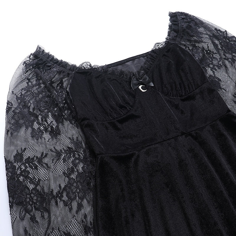 Dark Goth Velours Vampire A-Line Dress