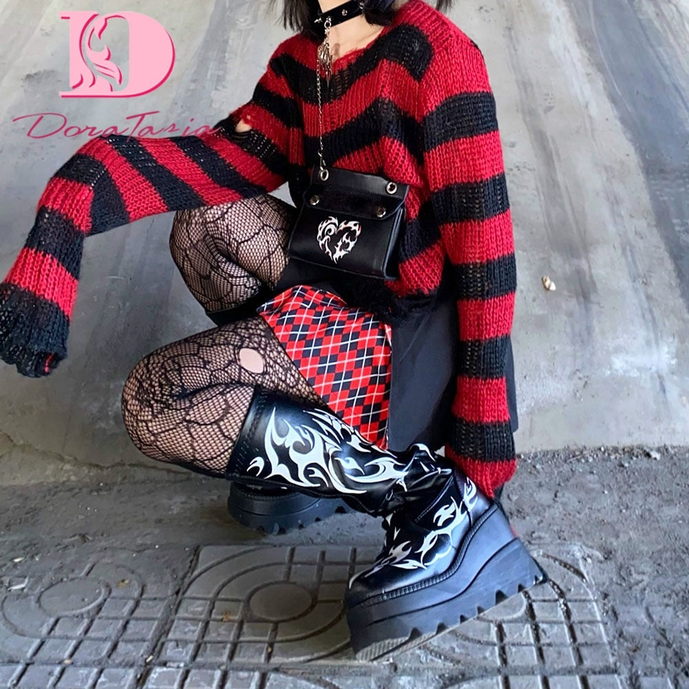 Dark Grunge Gothic eGirl Tribal Boots