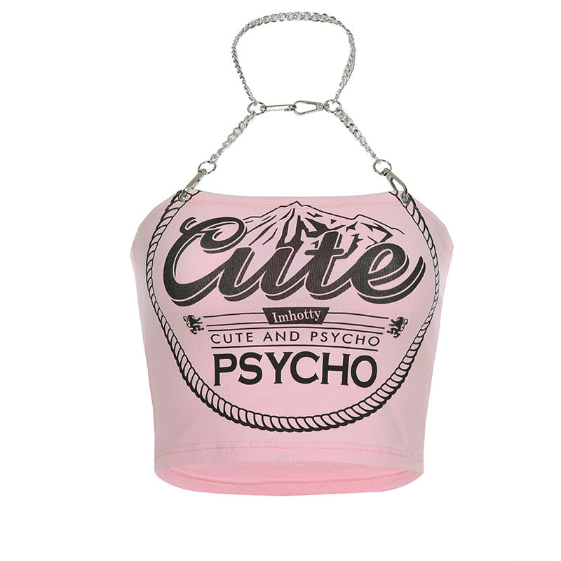 Cute And Psycho Halter Crop Top