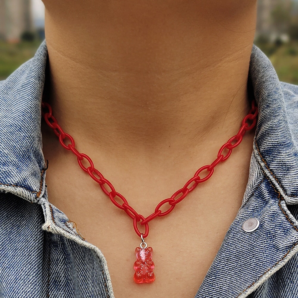 Egirl Kawaii Gummy Bear Acrylic Necklace