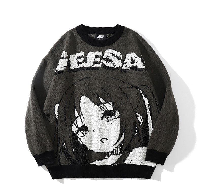 Anime Girl Knitted Sweater Harajuku
