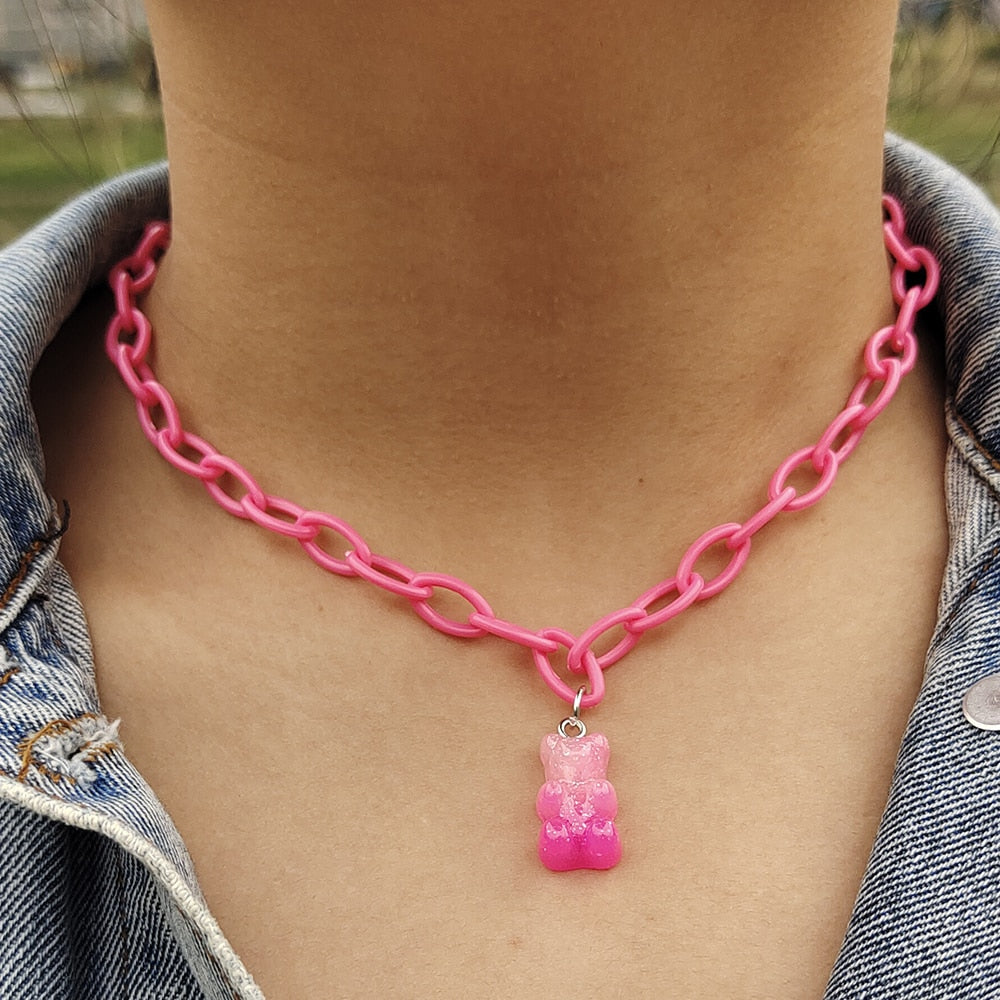 Egirl Kawaii Gummy Bear Acrylic Necklace