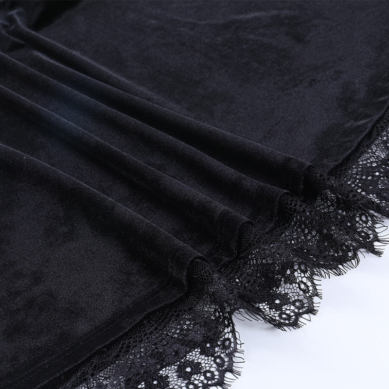 Dark Goth Velours Vampire A-Line Dress