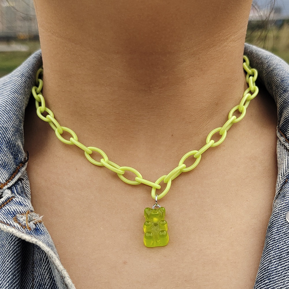 Egirl Kawaii Gummy Bear Acrylic Necklace