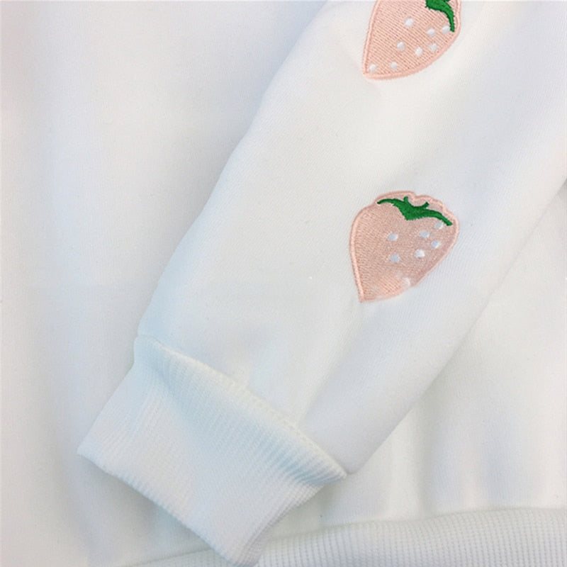 Strawberry Embroidery Hoodie Sweatshirt