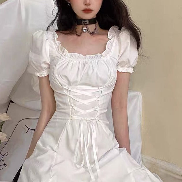 Soft Girl Aesthetic Mini Dress A-line White