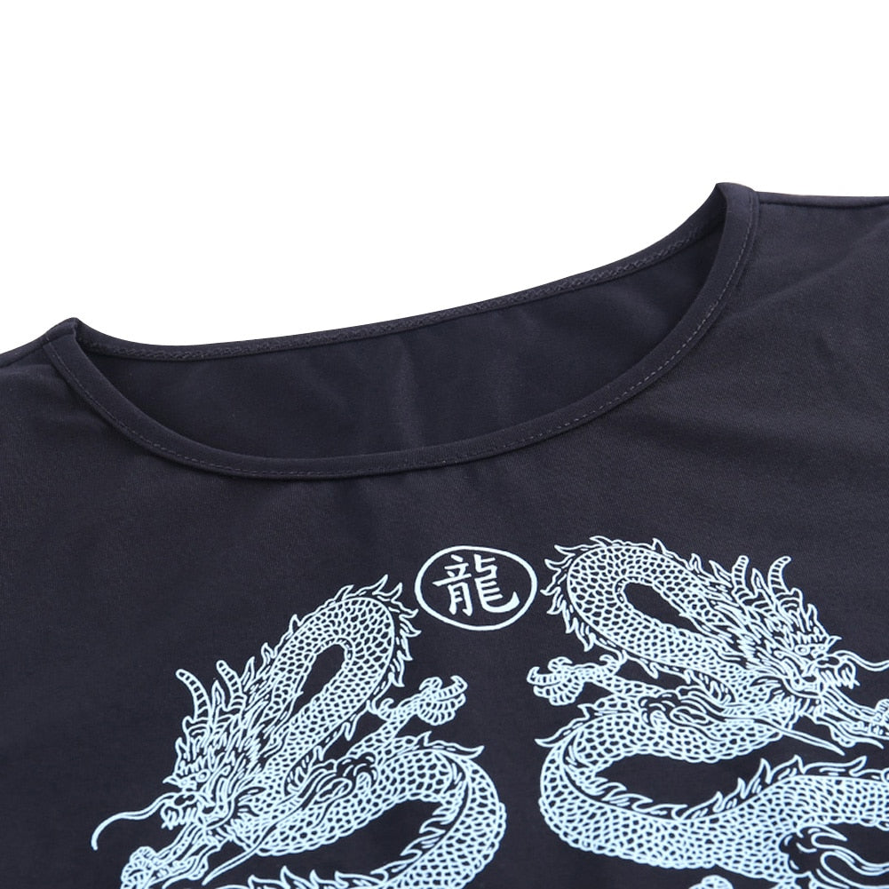 Egirl Goth Grunge Dragon Print Crop Top