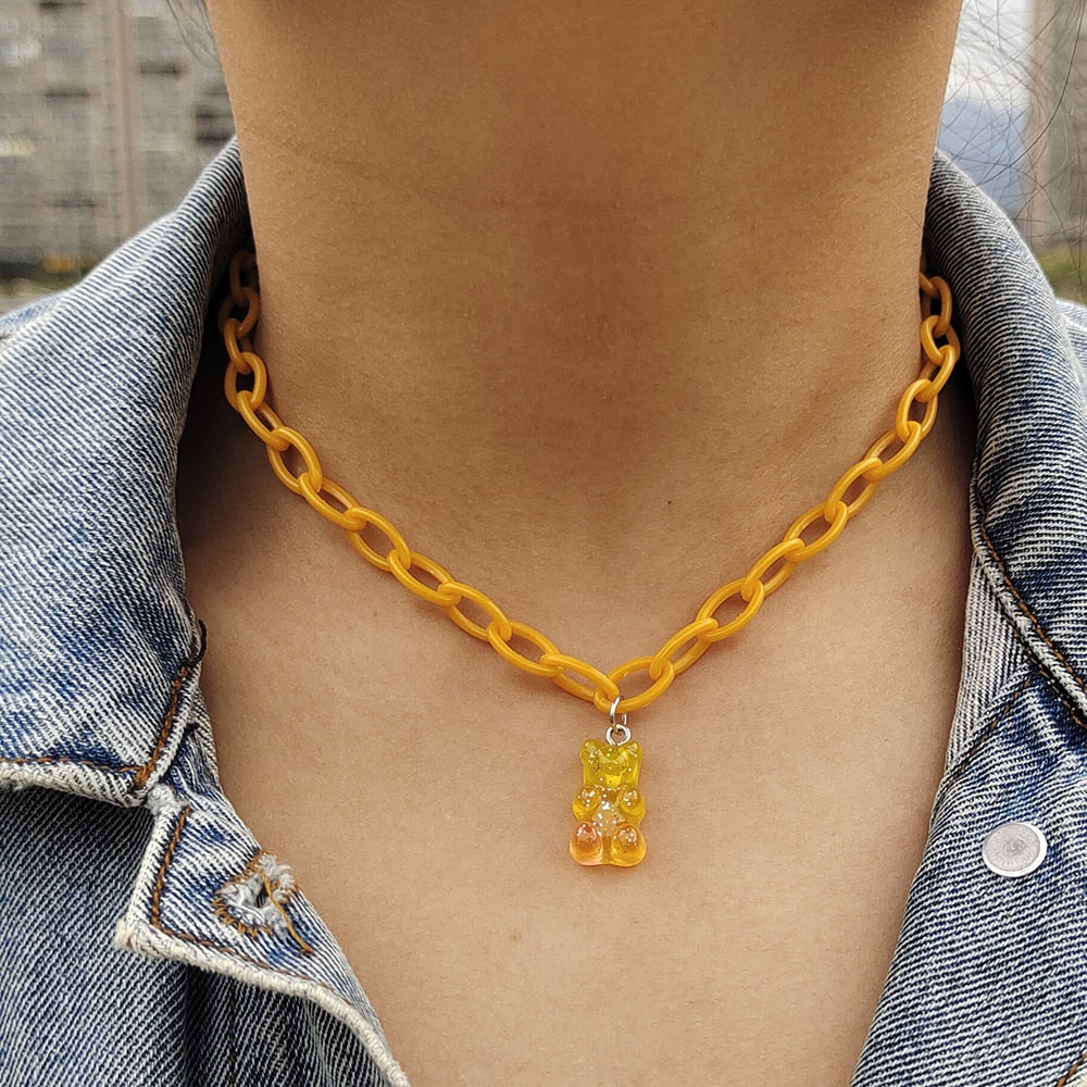 Egirl Kawaii Gummy Bear Acrylic Necklace