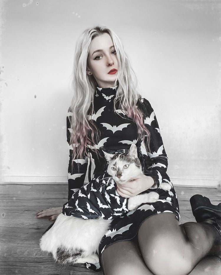 Gothic Black Bat Pattern Dress