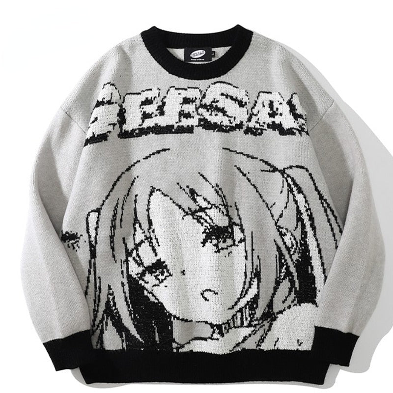 Anime Girl Knitted Sweater Harajuku