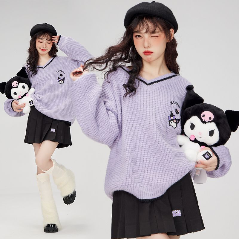 Kawaii Kuromi V-Neck Sweater