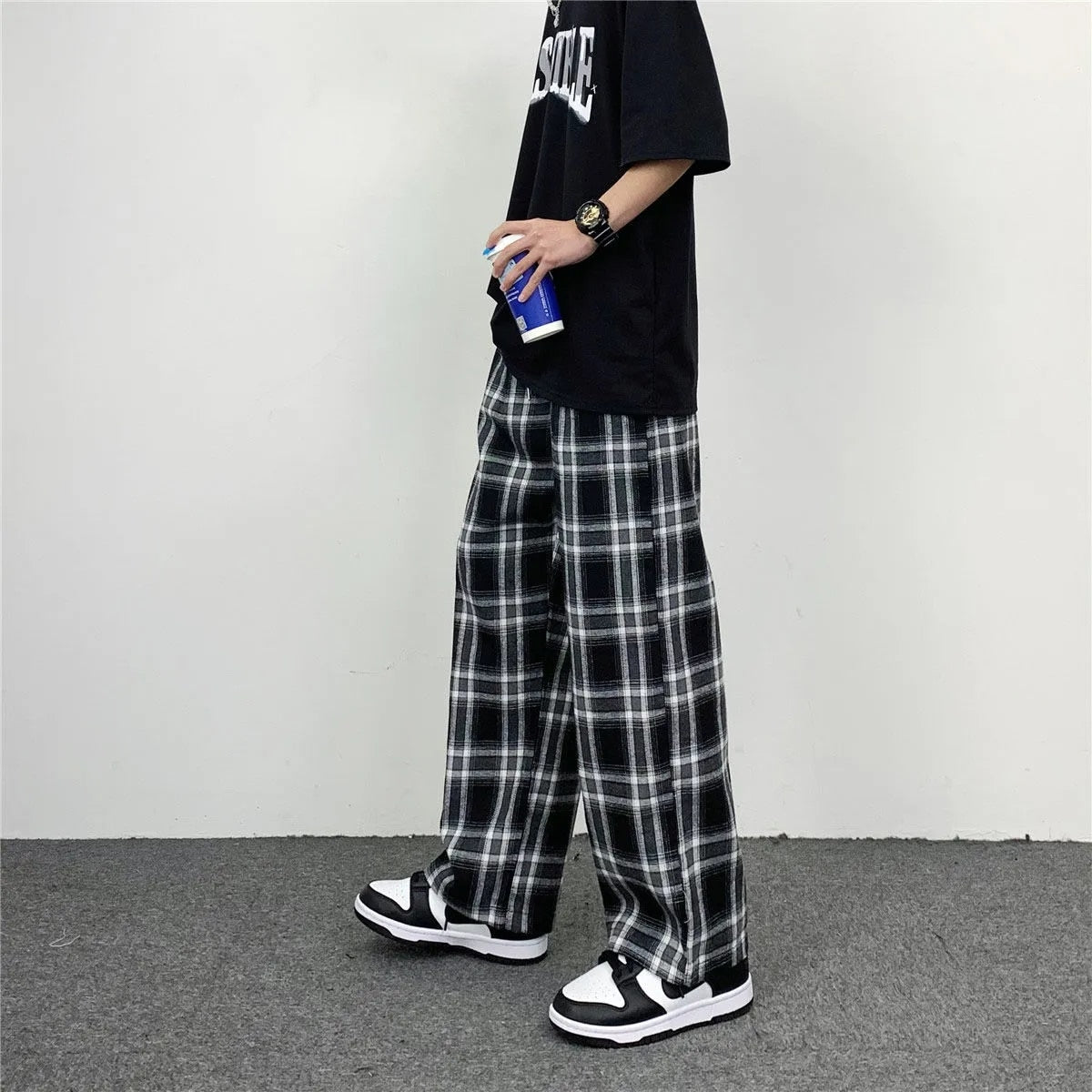 Black and White Plaid Oversize Pants