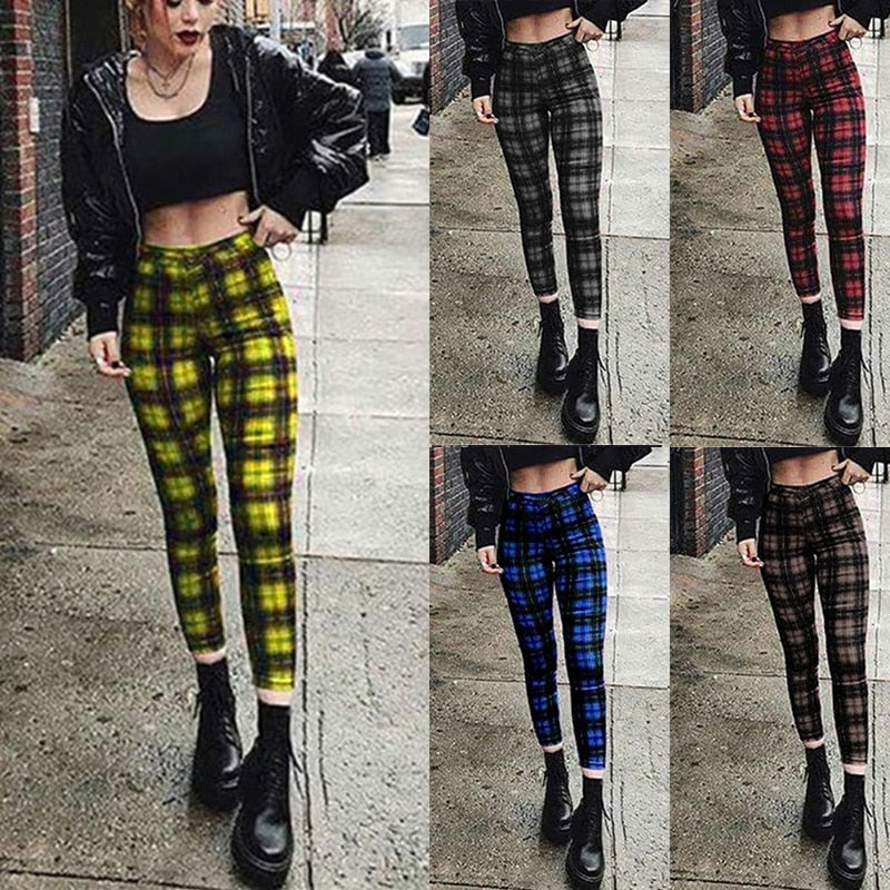 Punk Rock Plaid Leggings Pants