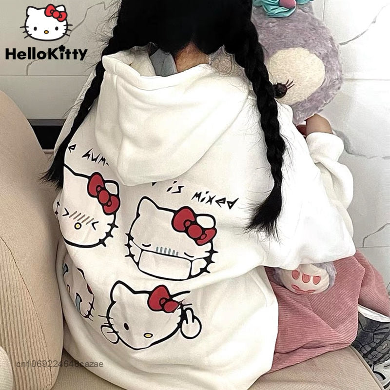Sanriocore Flustered Kitty Hoodie Kawaii