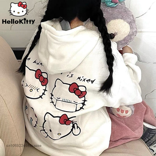 Sanriocore Flustered Kitty Hoodie Kawaii