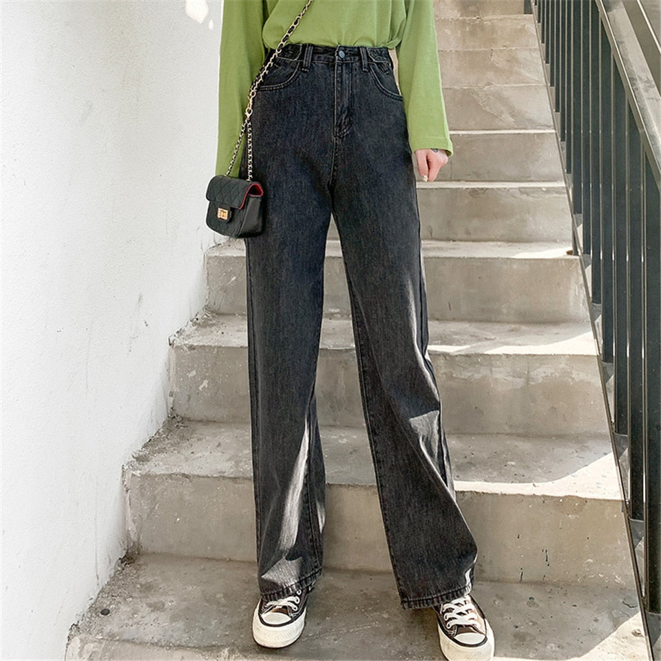 Y2K Grunge High Waist Denim Pants Wide Leg