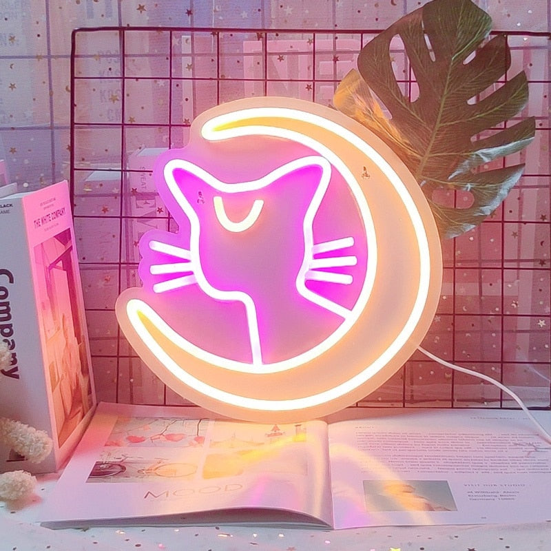 Sailor Moon Luna Neon Sign Pink