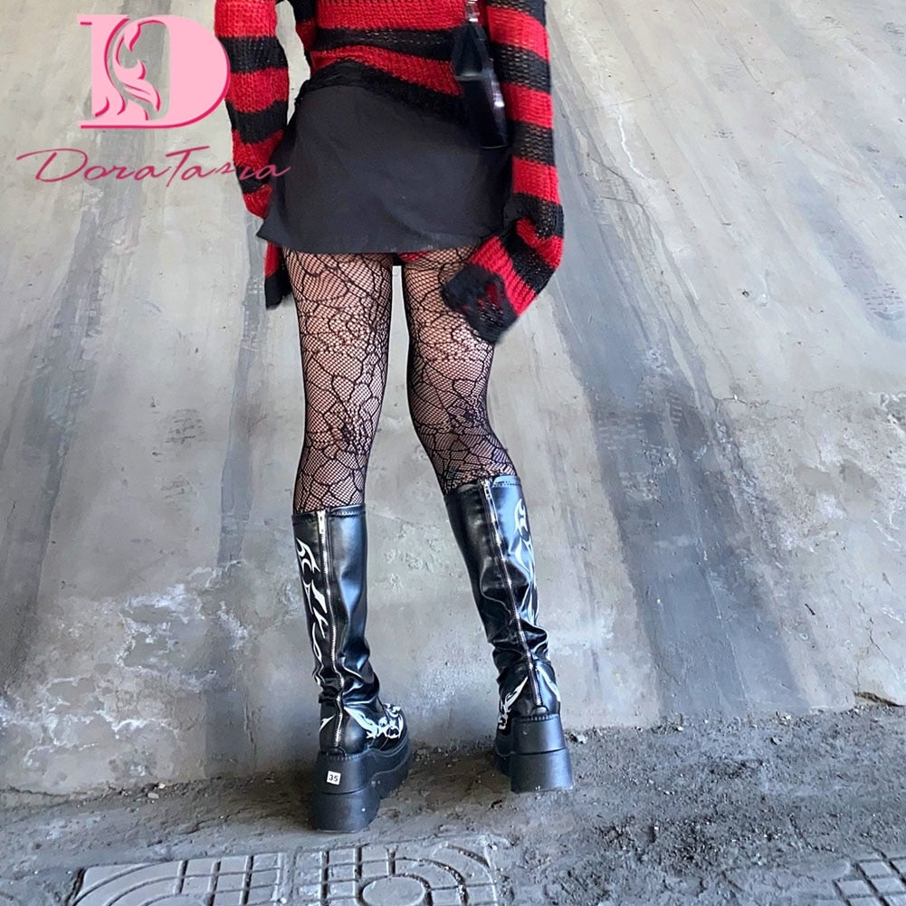 Dark Grunge Gothic eGirl Tribal Boots