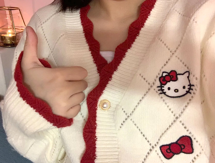 Hello Kitty Sweater Decorated Cardigan