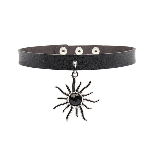 90s Grunge Black Sun Choker Necklace