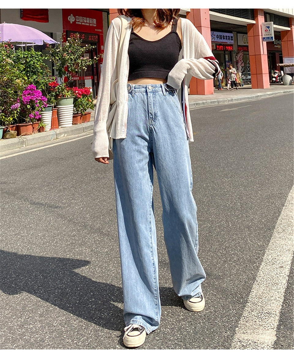 Y2K Grunge High Waist Denim Pants Wide Leg