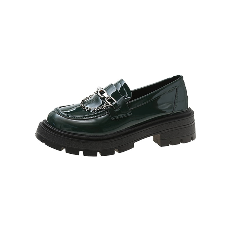 Dark Academia Loafers Metal Chain