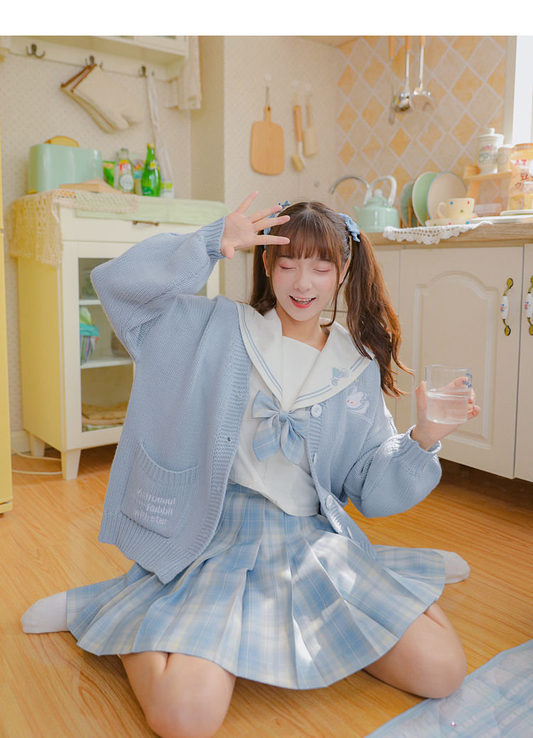 Kawaii Aesthetic Cardigan Sweater Blue