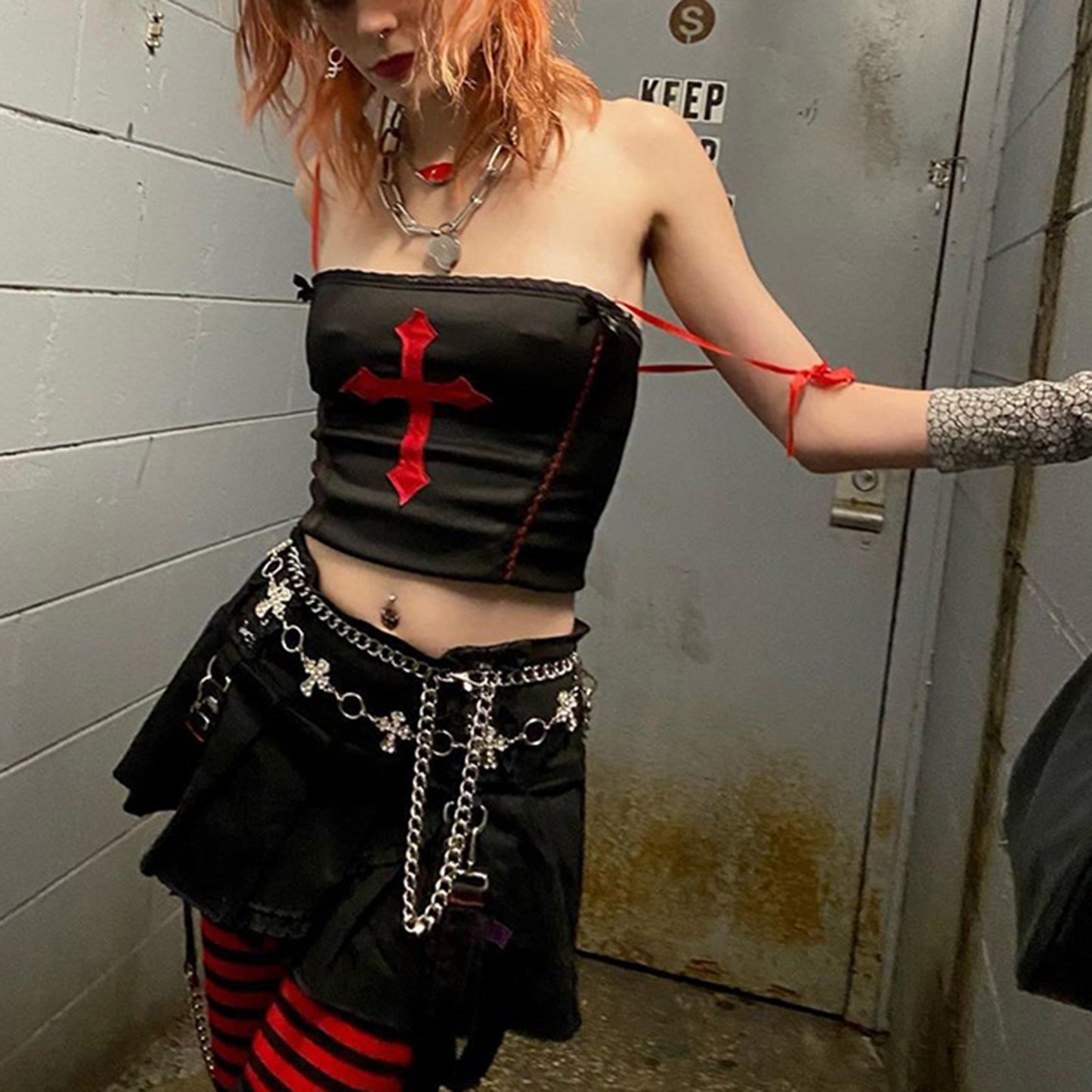Gothic Vampire Cross Crop Top