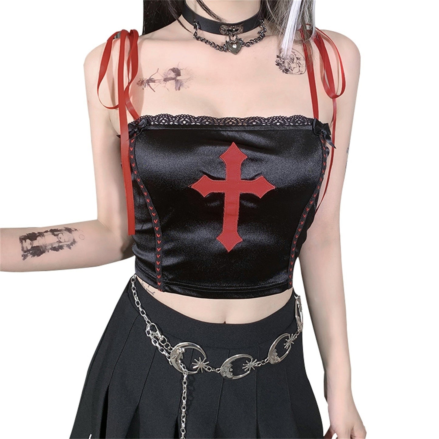 Gothic Vampire Cross Crop Top