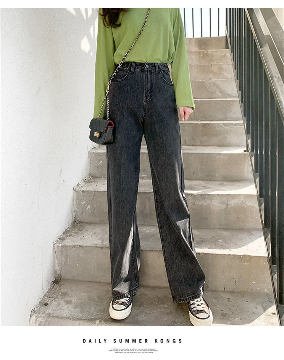 Y2K Grunge High Waist Denim Pants Wide Leg