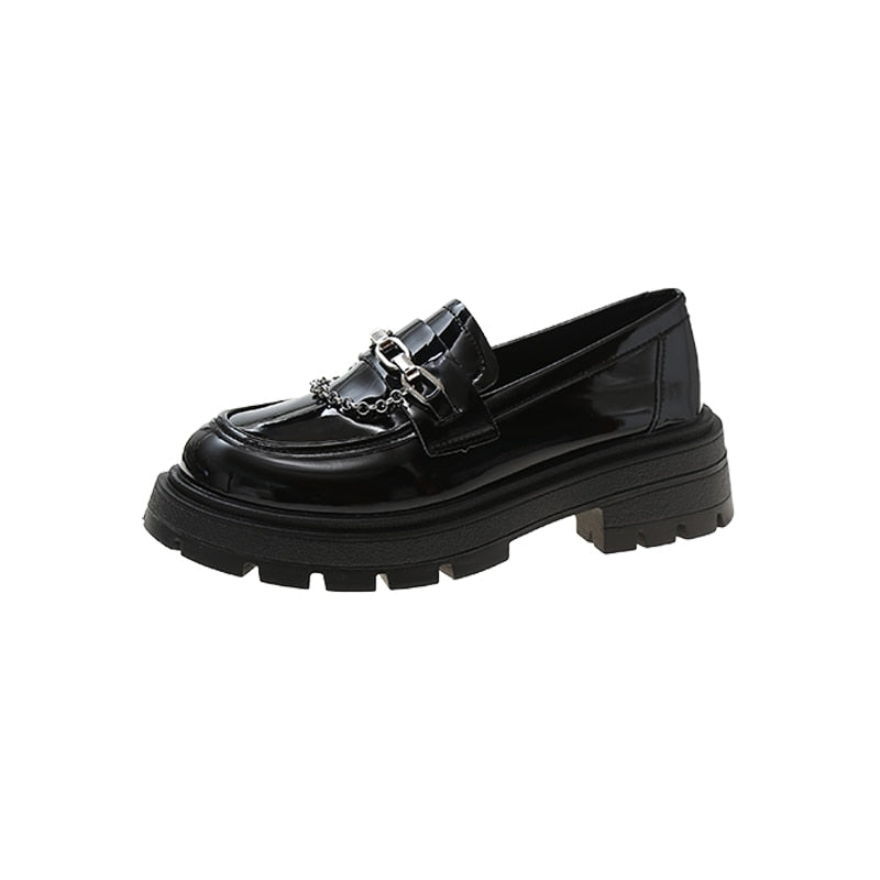 Dark Academia Loafers Metal Chain