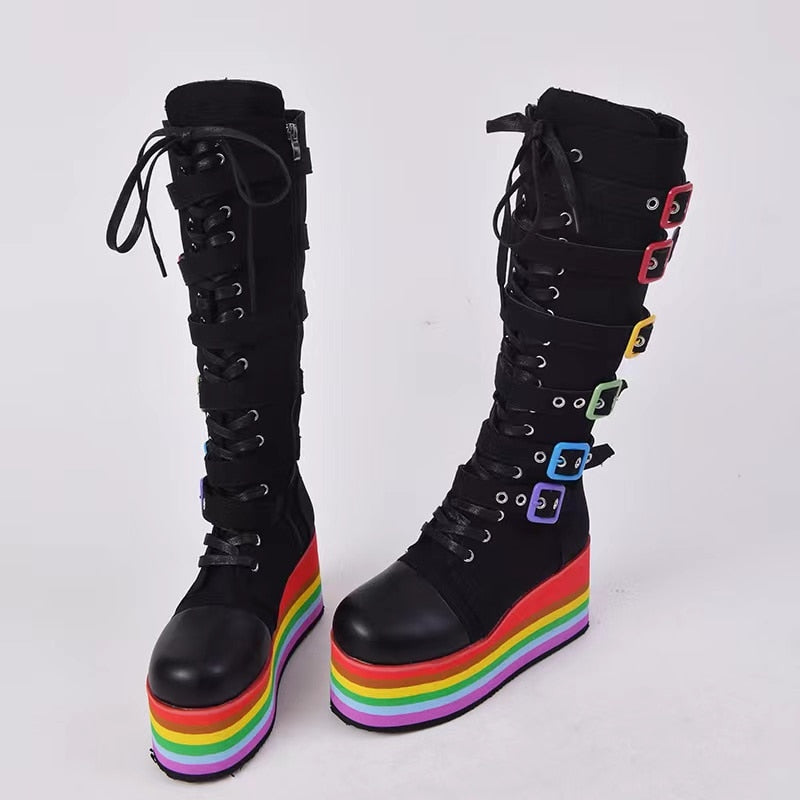 Rainbow Platform Boots