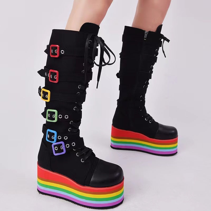 Rainbow Platform Boots
