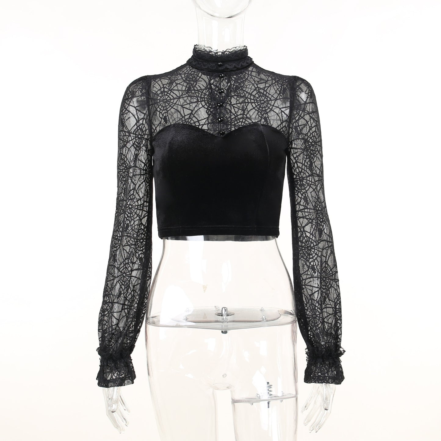 Gothic Elegant Lace Velvet Blouse