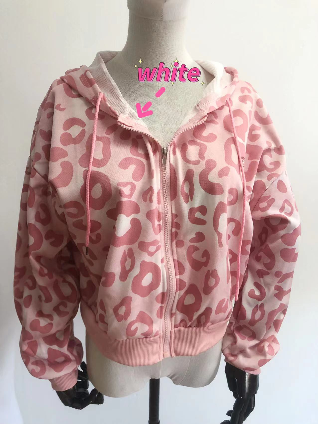 Y2K Pink Leopard Hoodie Jacket