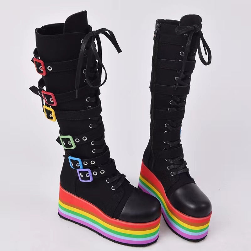 Rainbow Platform Boots