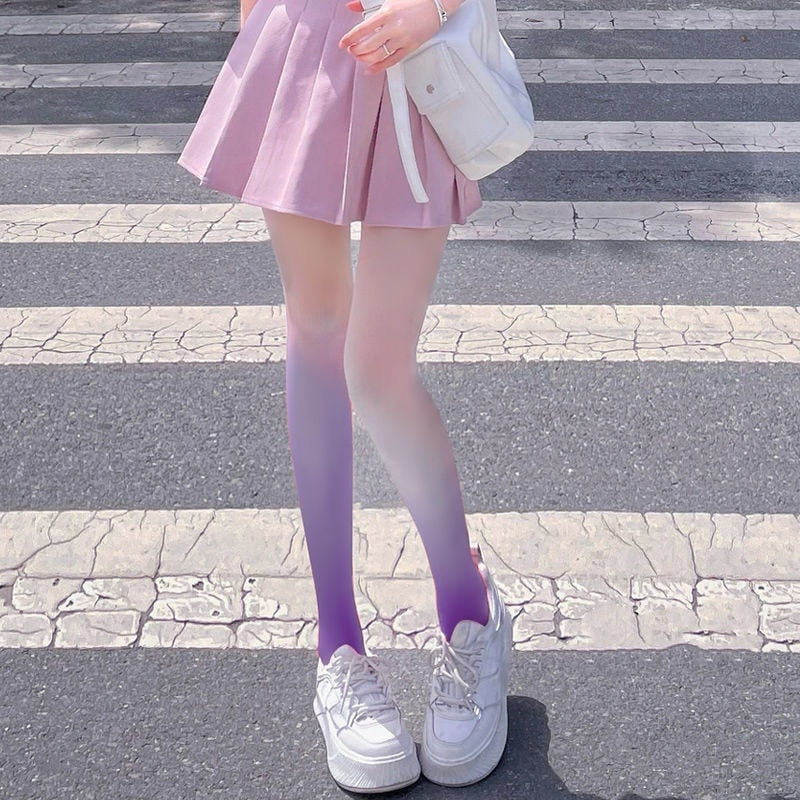 Ombre Gradient Color Tights Purple