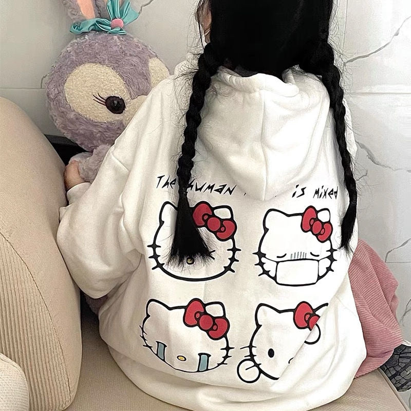 Sanriocore Flustered Kitty Hoodie Kawaii