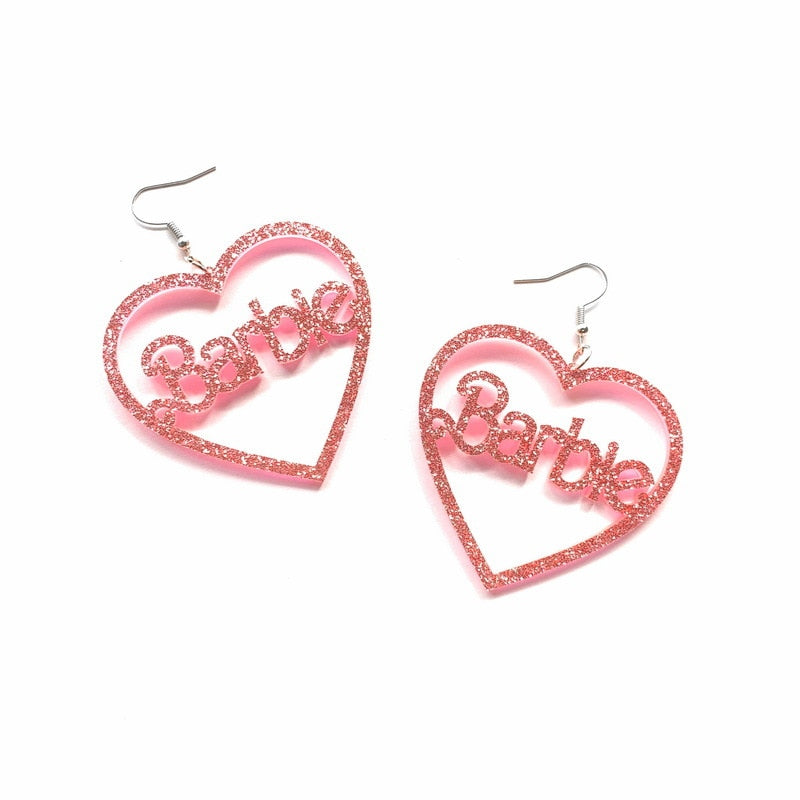 Y2K Barbie Pink Glitter Earrings