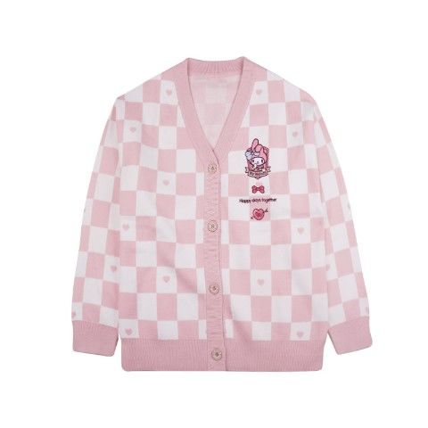 My Melody Pink Checker Cardigan Sweater