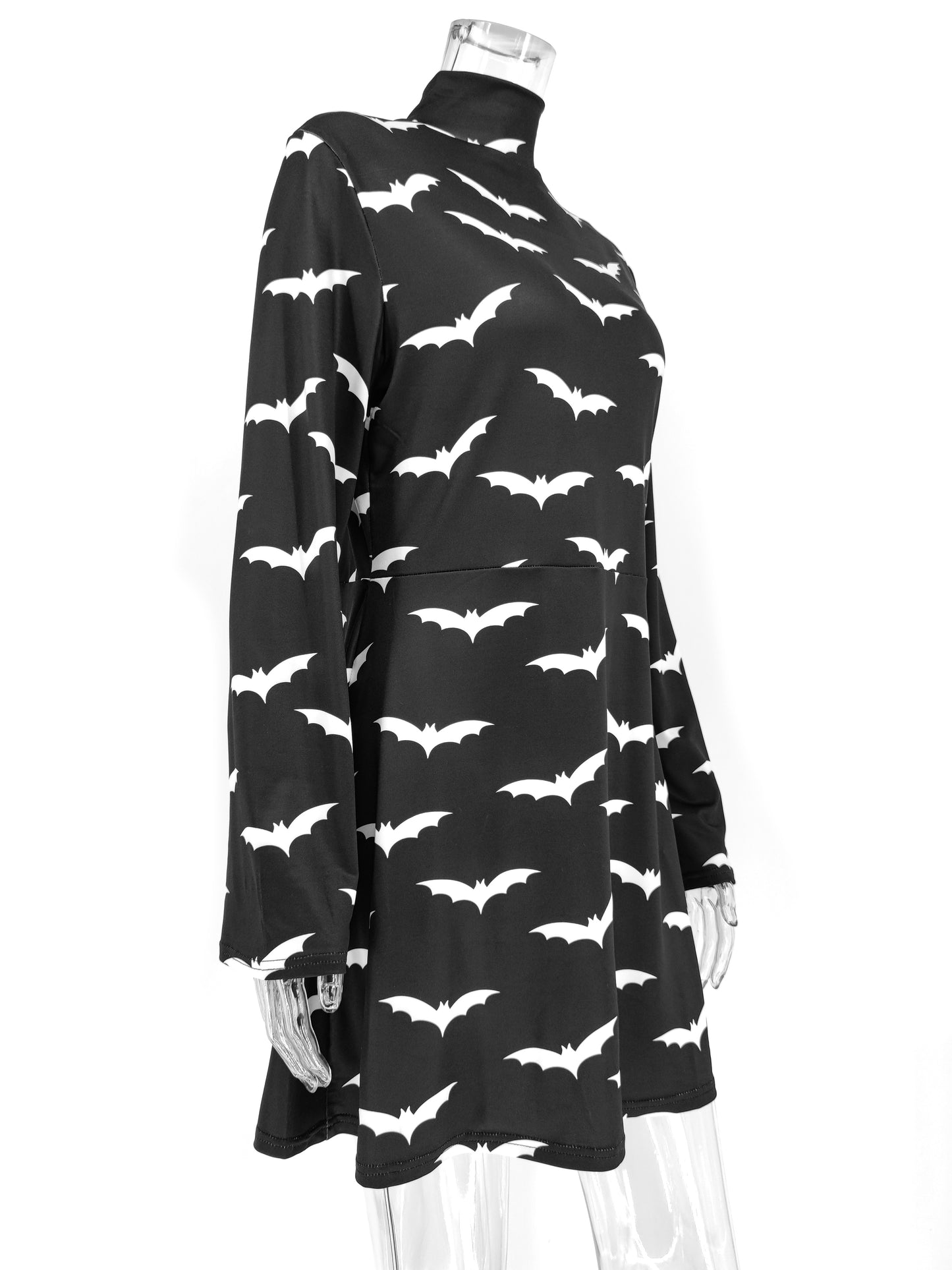 Gothic Black Bat Pattern Dress