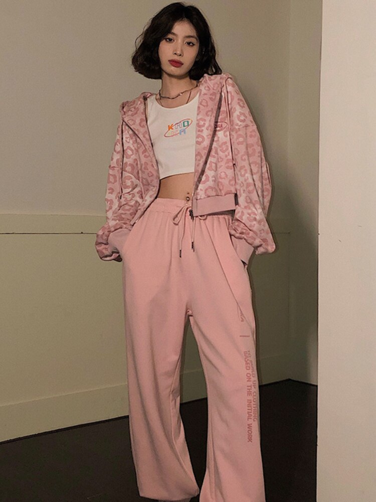 Y2K Pink Leopard Hoodie Jacket