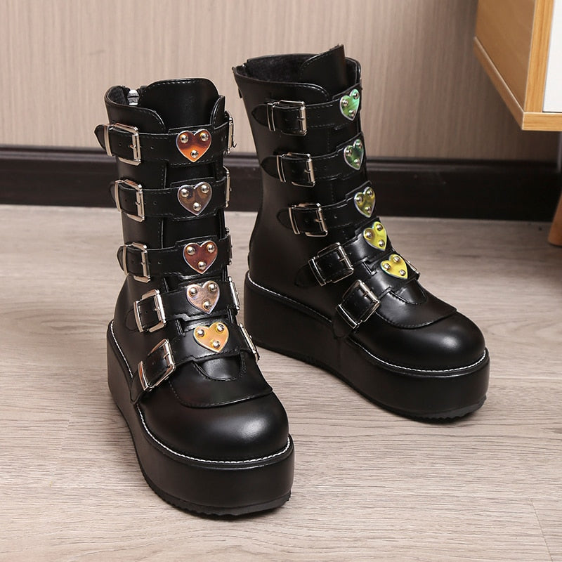 Punk Rock Heart Egirl Short Boots