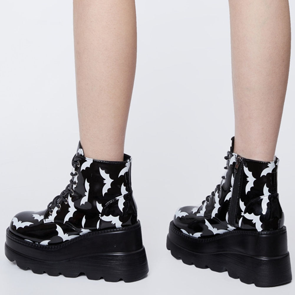 Gothic Bat Lover Platform Ankle Boots