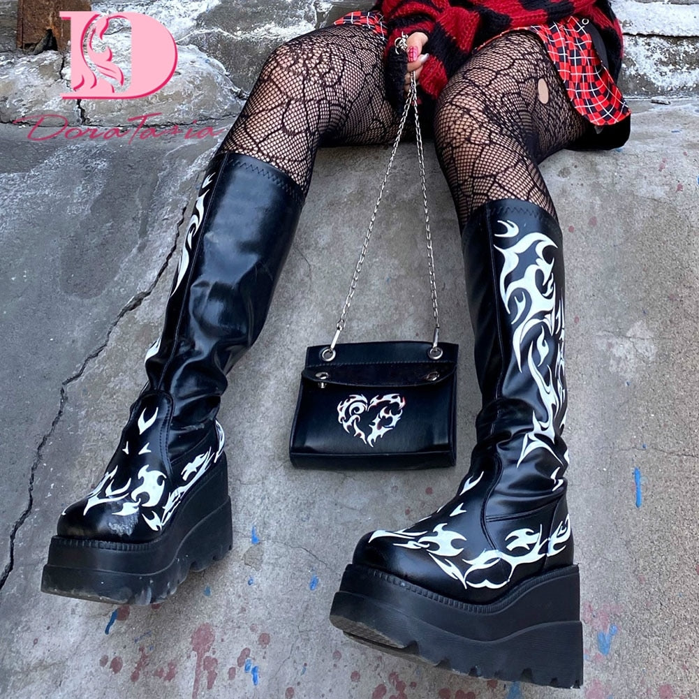 Dark Grunge Gothic eGirl Tribal Boots
