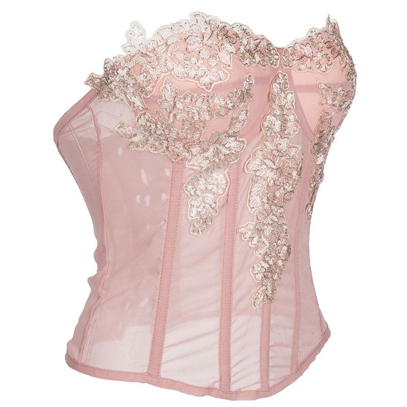 Coquette Fairycore Pink Corset Bustier Top